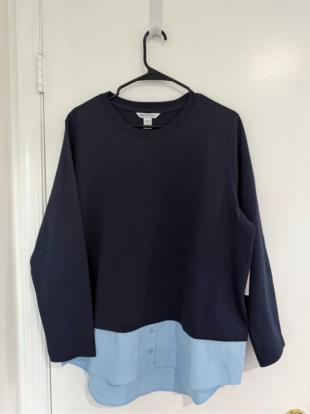 NWT Athleta Gallery Top 2.0 Tunic XL Navy Blue Layered High Low Long Sleeve Top